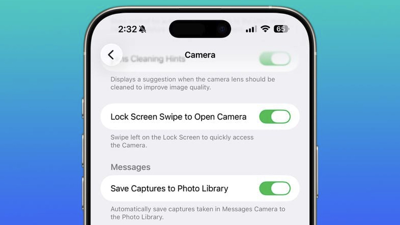 The lock screen swipe camera toggle in iOS 26.1