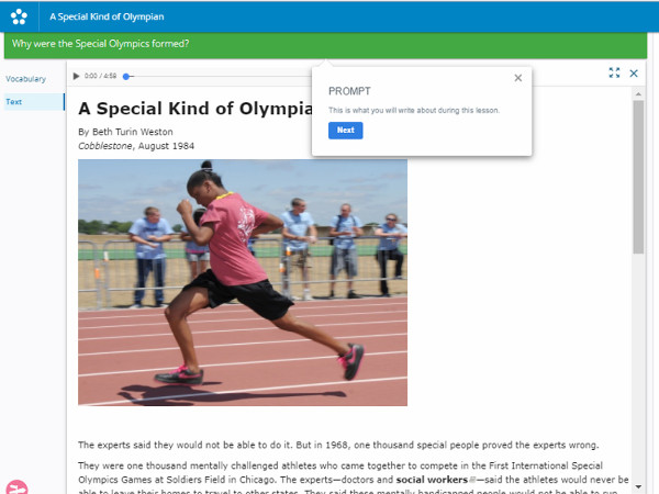 screenshot ThinkCERCA "A Special Kind of Olympian"