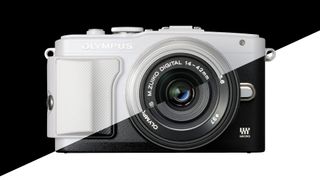 Stylized image of the Olympus PEN E-PL6 in black and white colorways