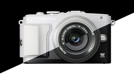 Stylized image of the Olympus PEN E-PL6 in black and white colorways