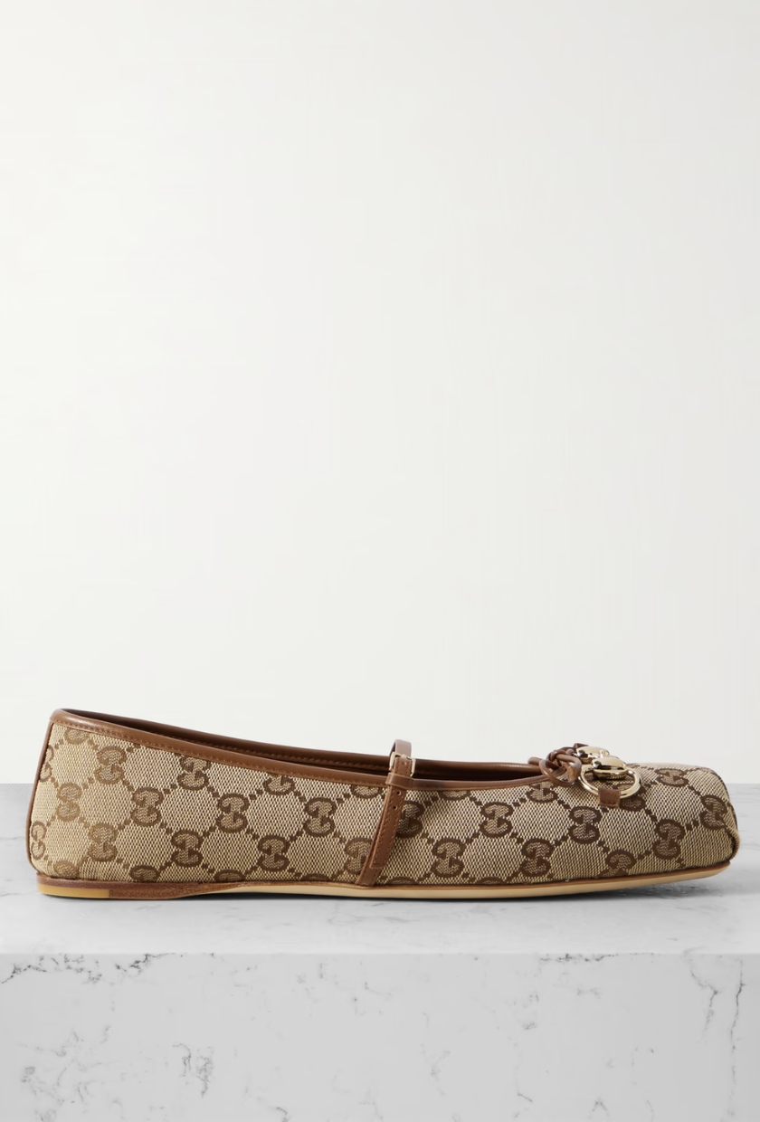 An image of Gucci ballet flats, a staple of preppy fashion. 