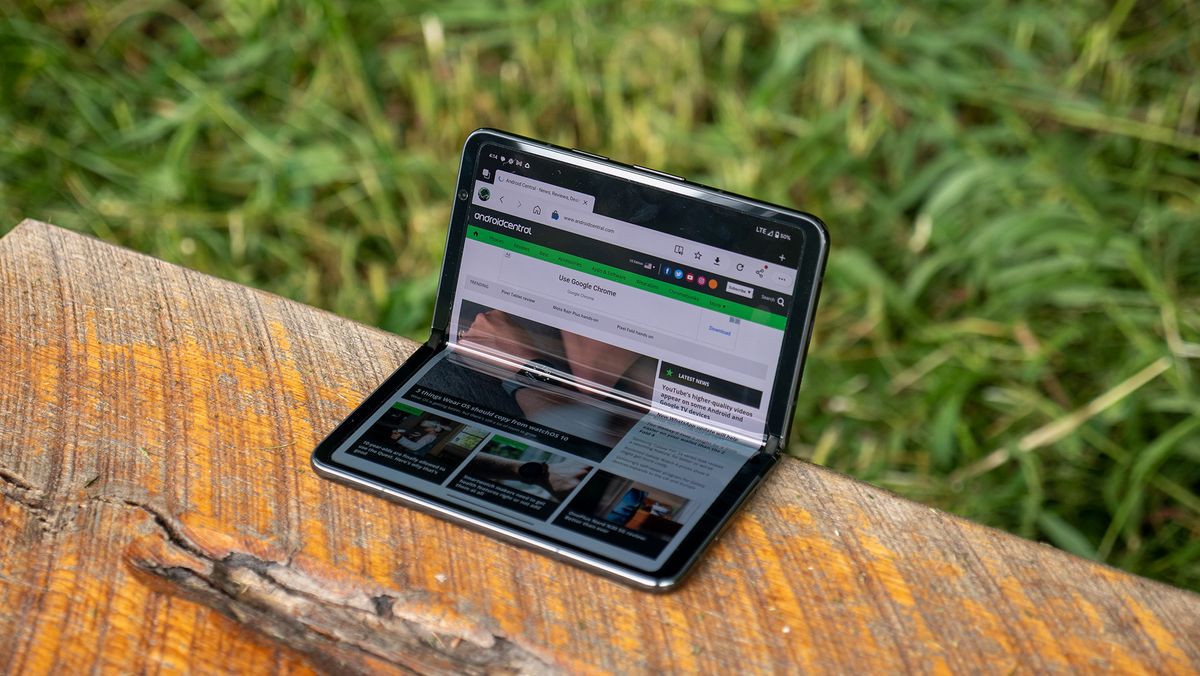 The Google Pixel Fold in tabletop mode