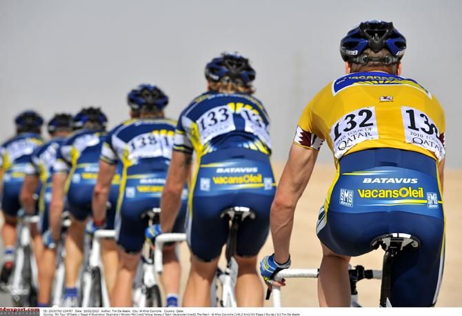 Wouter Mol behind the Vacansoleil team en route to winning the overall 2010 Tour of Qatar