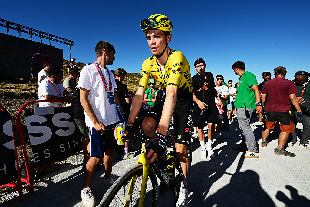  Sepp Kuss of United States and Team Visma | Lease a Bike reacts after the La Vuelta - 81st Tour of Spain 2026, Stage 20 