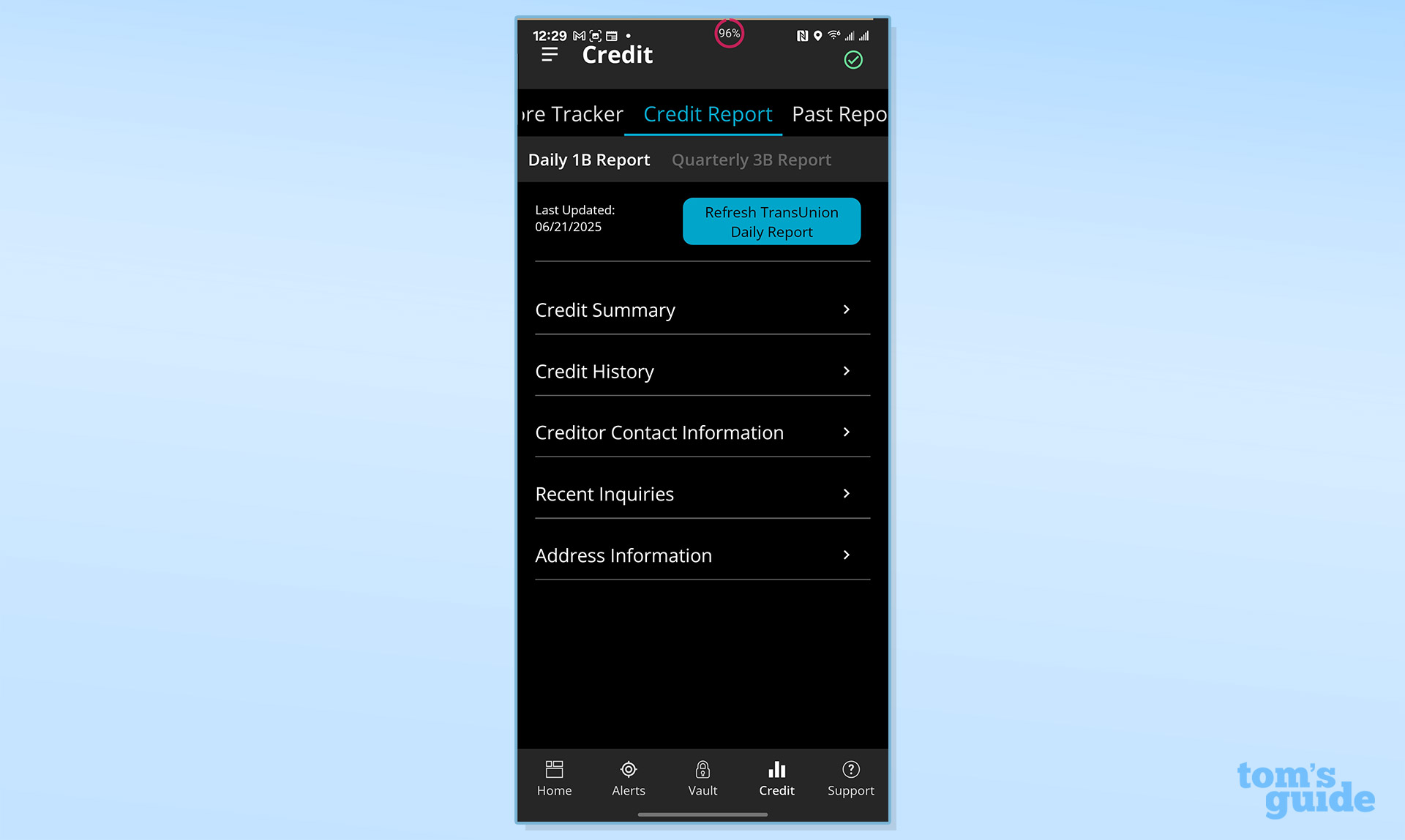 Screenshot of the IdentityForce app