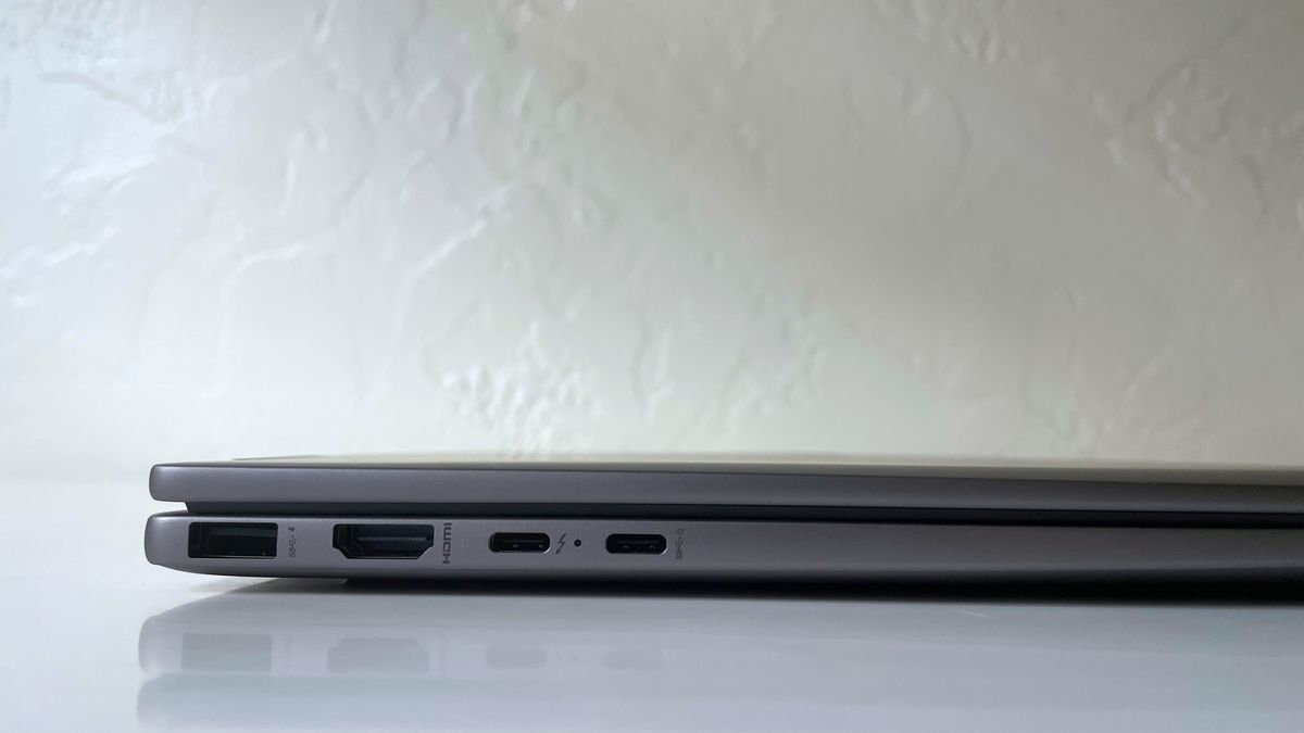 Close up of the ports on the left side of the HP Envy x360 2-in-1
