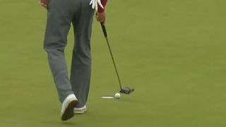 Paul Broadhurst has an air shot at The Senior Open