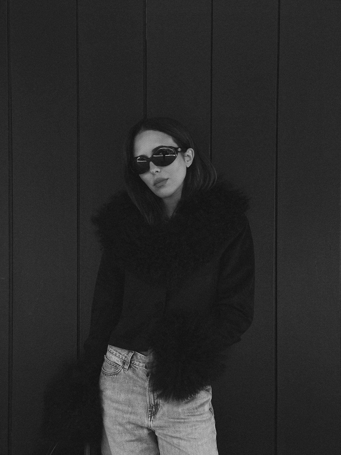 @deborabrosa wearing a fur-trimmed Charlotte Simone coat