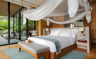 Six Senses hotel villa bedroom, Krabey Island, Cambodia