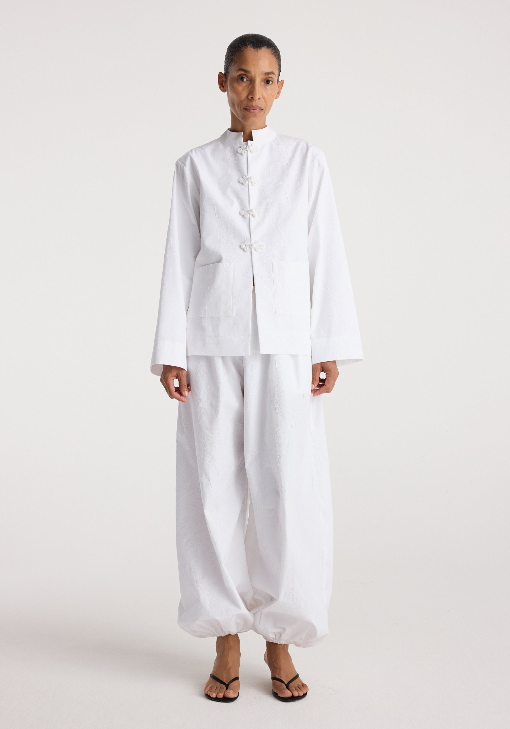 Pankou Closure Crushed Jacket | Optic White