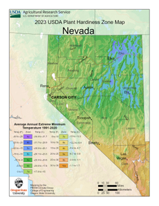 USDA Plant Hardiness Zone Map for Nevada