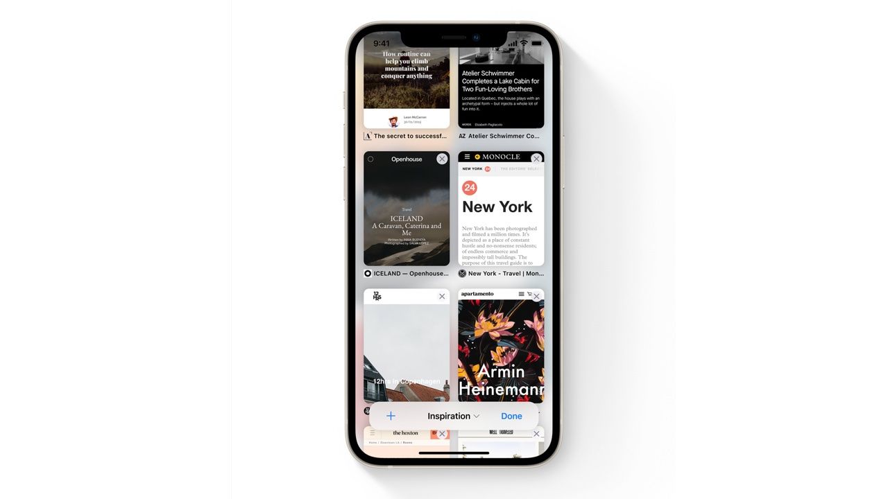 Safari browser in iOS 15 on iPhone 12