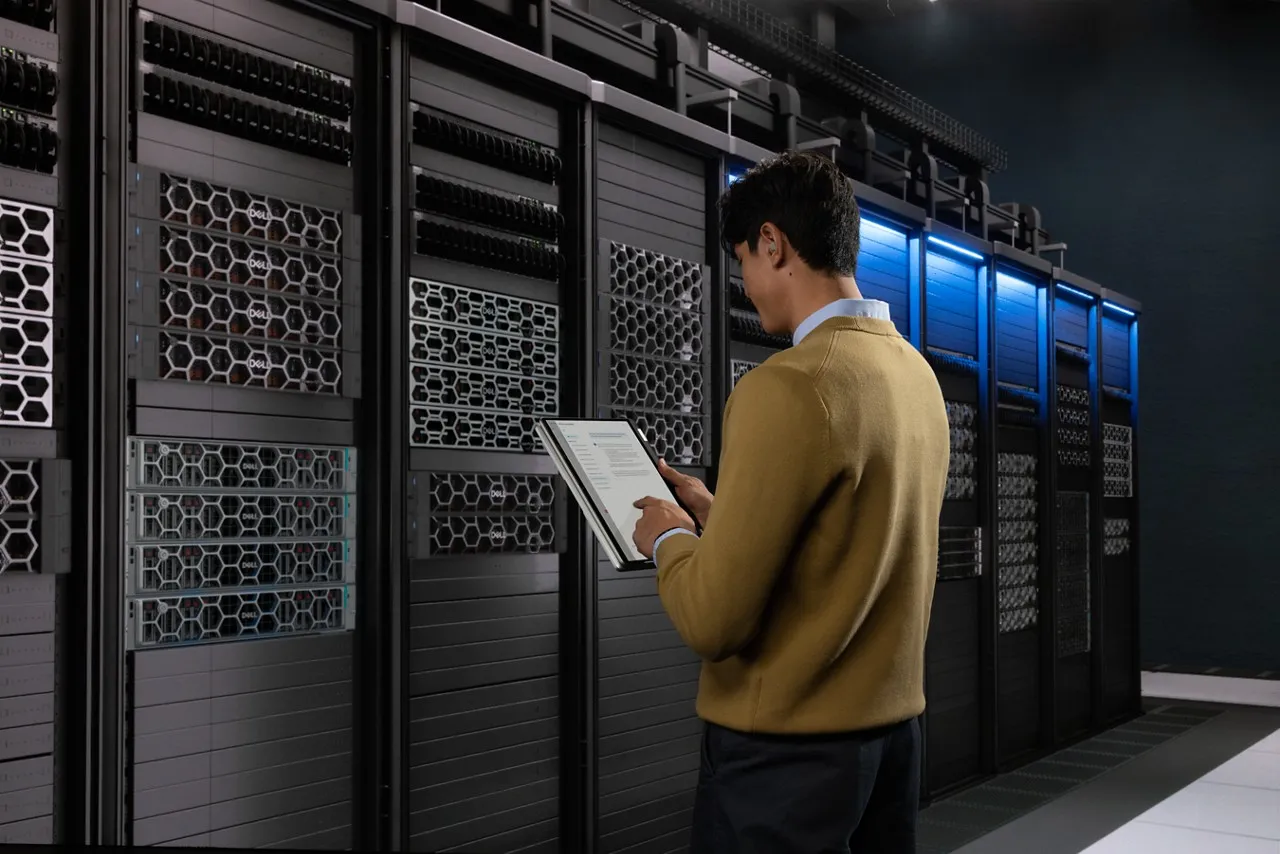 Man standing in server room