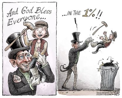 Political cartoon U.S. GOP tax bill Paul Ryan wealthy poor