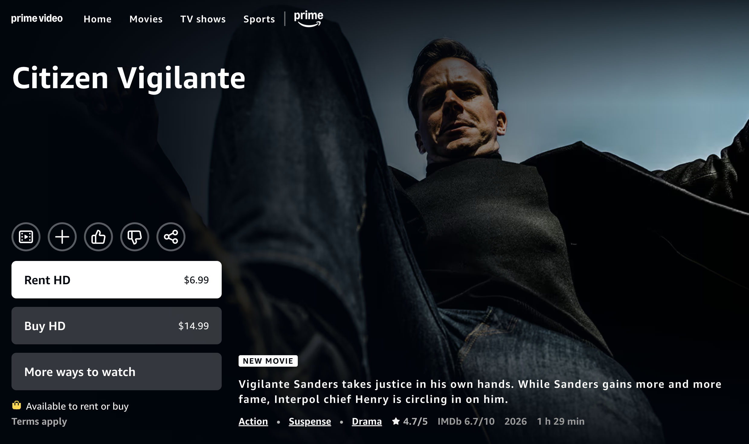 Citizen Vigilante on Amazon Prime Video USA starring Armie Hammer