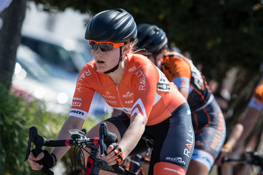 Elle Anderson (Rally) rides in the bunch