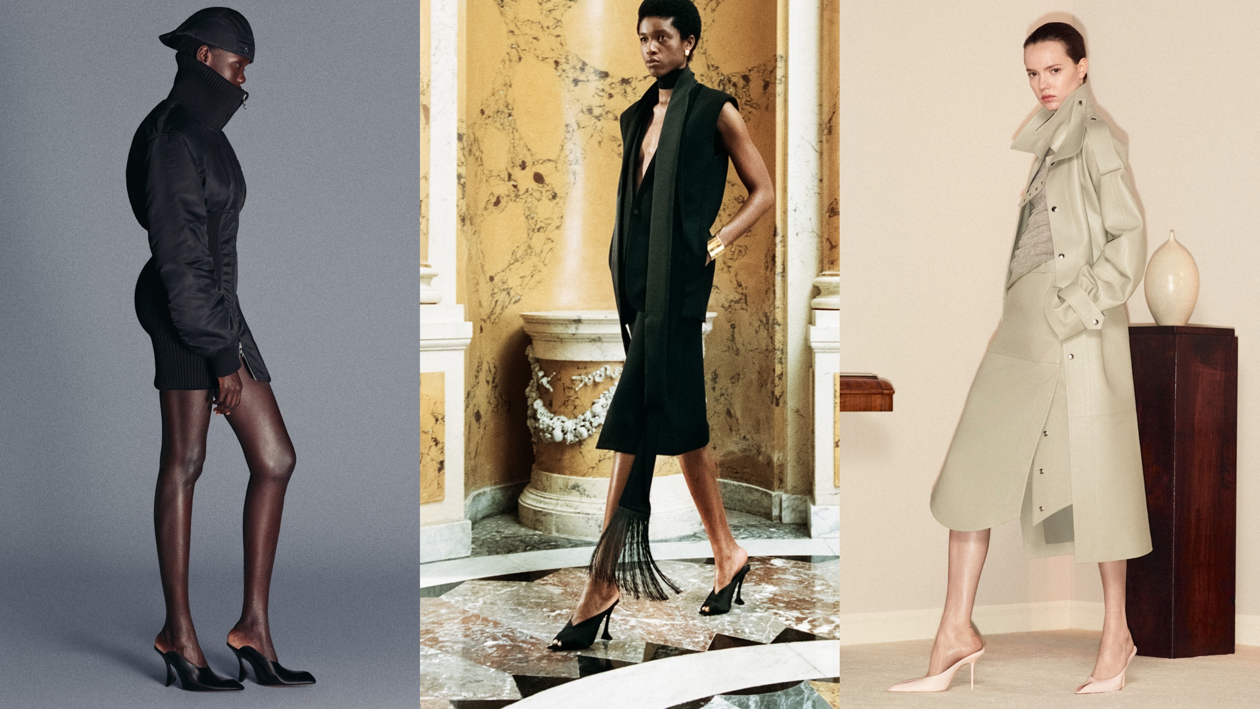 heeled mules from the resort 2027 collections of Jean Paul Gaultier, Lanvin, Victoria Beckham.
