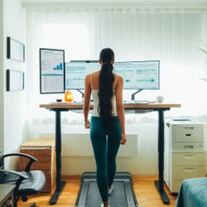 Walking desk benefits: A woman on a treadmill