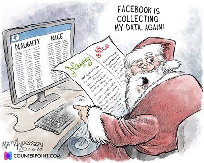 Editorial Cartoon U.S. Santa Claus Facebook data