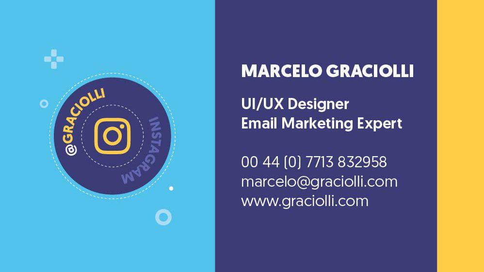 The front of Graciolli&rsquo;s business card puts his Instagram feed to the fore...