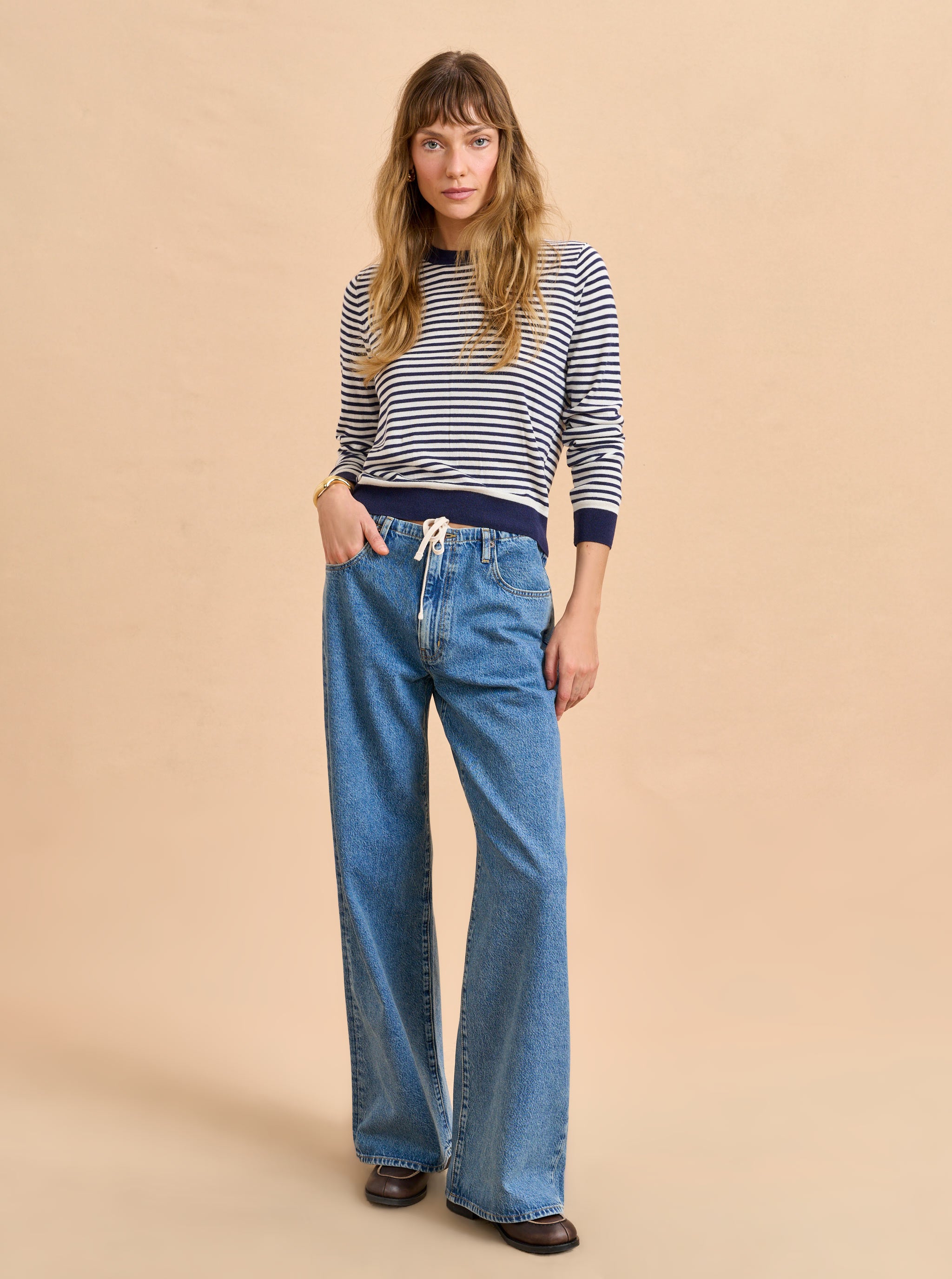 Jenny Mid-Rise Drawstring Jean 23 in Blue