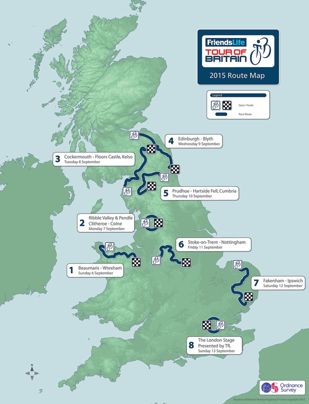 Tour of Britain 2015 race route