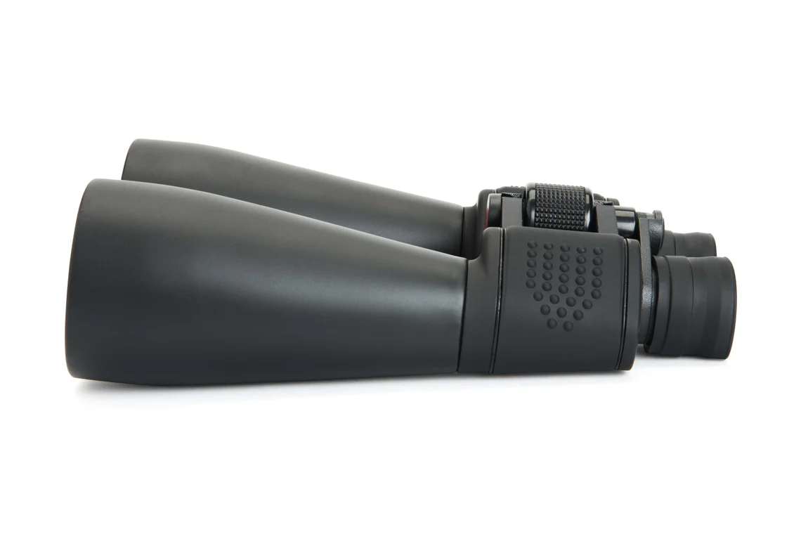 Side view of Celestron SkyMaster 15x70 binoculars.