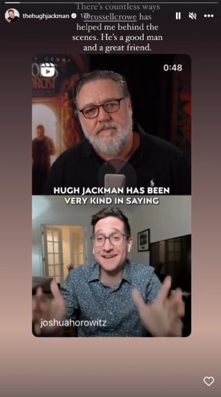 Hugh Jackman reposting Josh Horowitz's interview with Russell Crowe