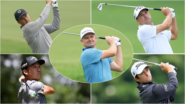 Five golfers pictured in a montage