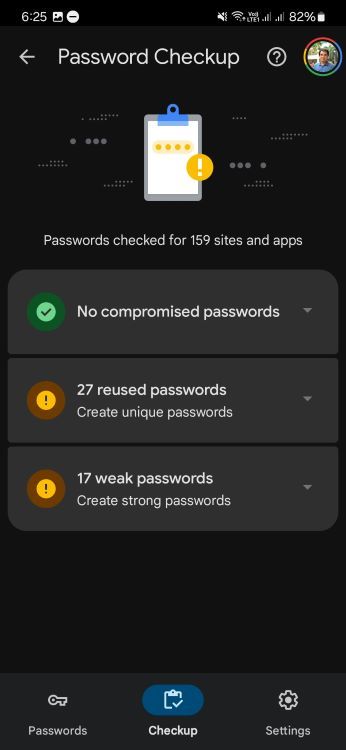 Google Password Manager checkup tab redesign