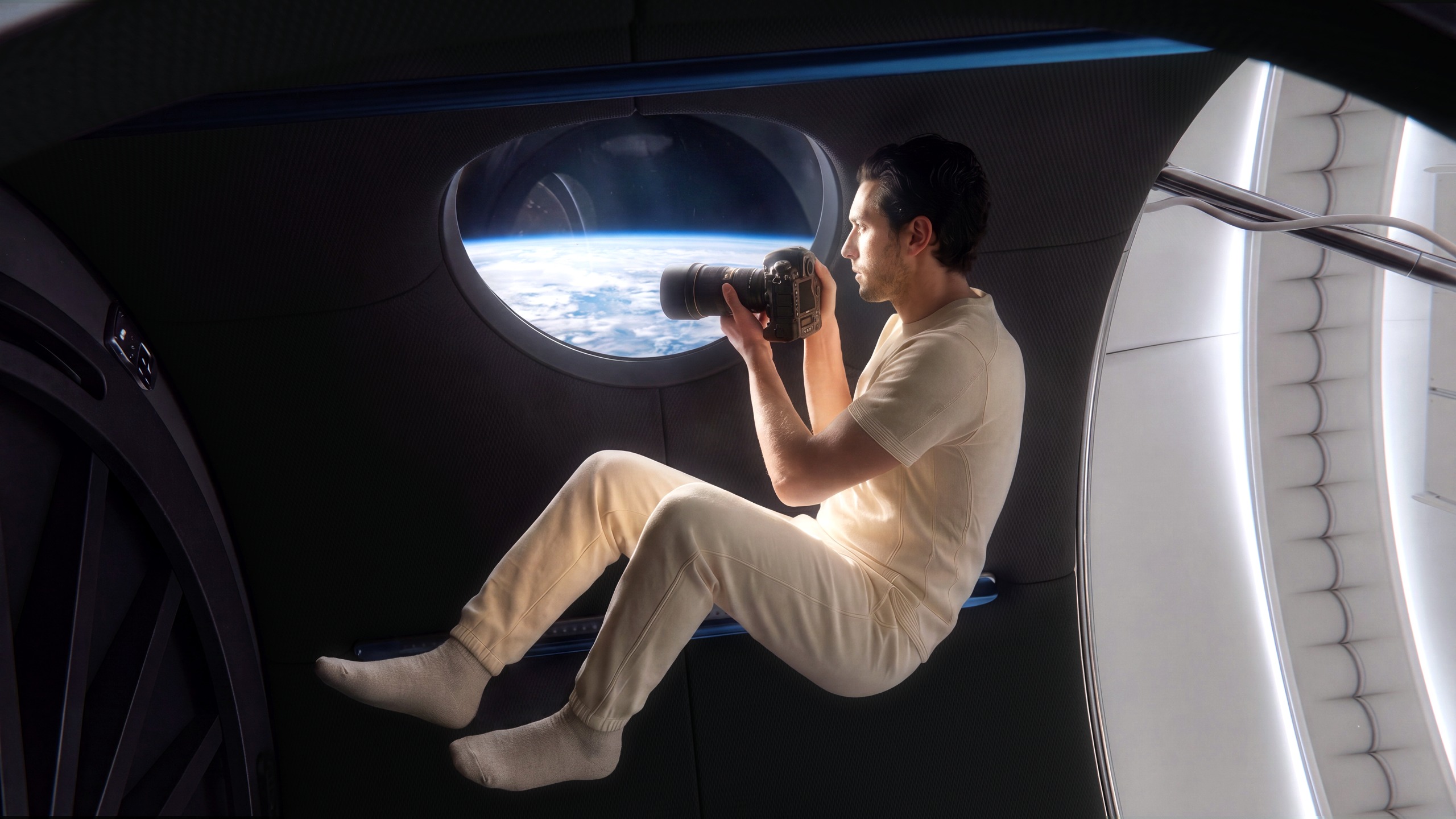 The design includes large viewing windows