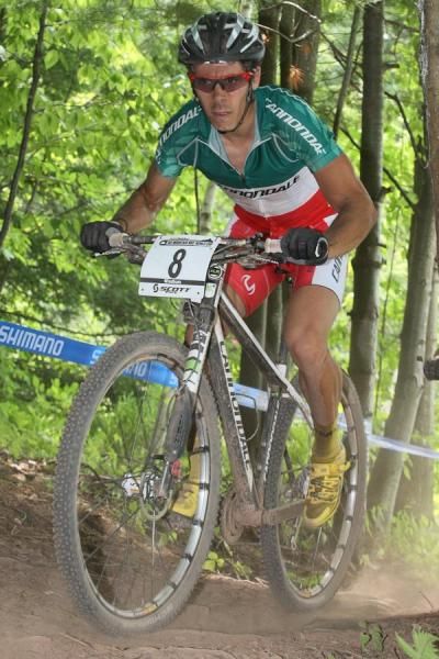 Marco Aurelio Fontana (Ita) Cannondale trading places with Stander during the first four laps of six.