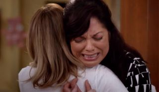 Grey's Anatomy Season 12 Callie cries onto Meredith's shoulder