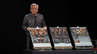 Nvidia CEO Jensen Huang Next to a B200 Node
