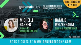 An image promoting Generate CSS and announcing Michelle Barker and Natalie Weizenbaum as speakers.