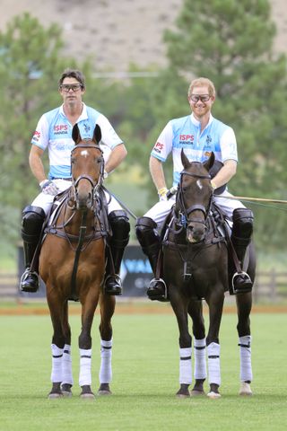 Sentebale Ambassador Nacho Figueras and Prince Harry, Duke of Sussex play polo during the Sentebale ISPS Handa Polo Cup 2022 on August 25, 2022 in Aspen, Colorado.