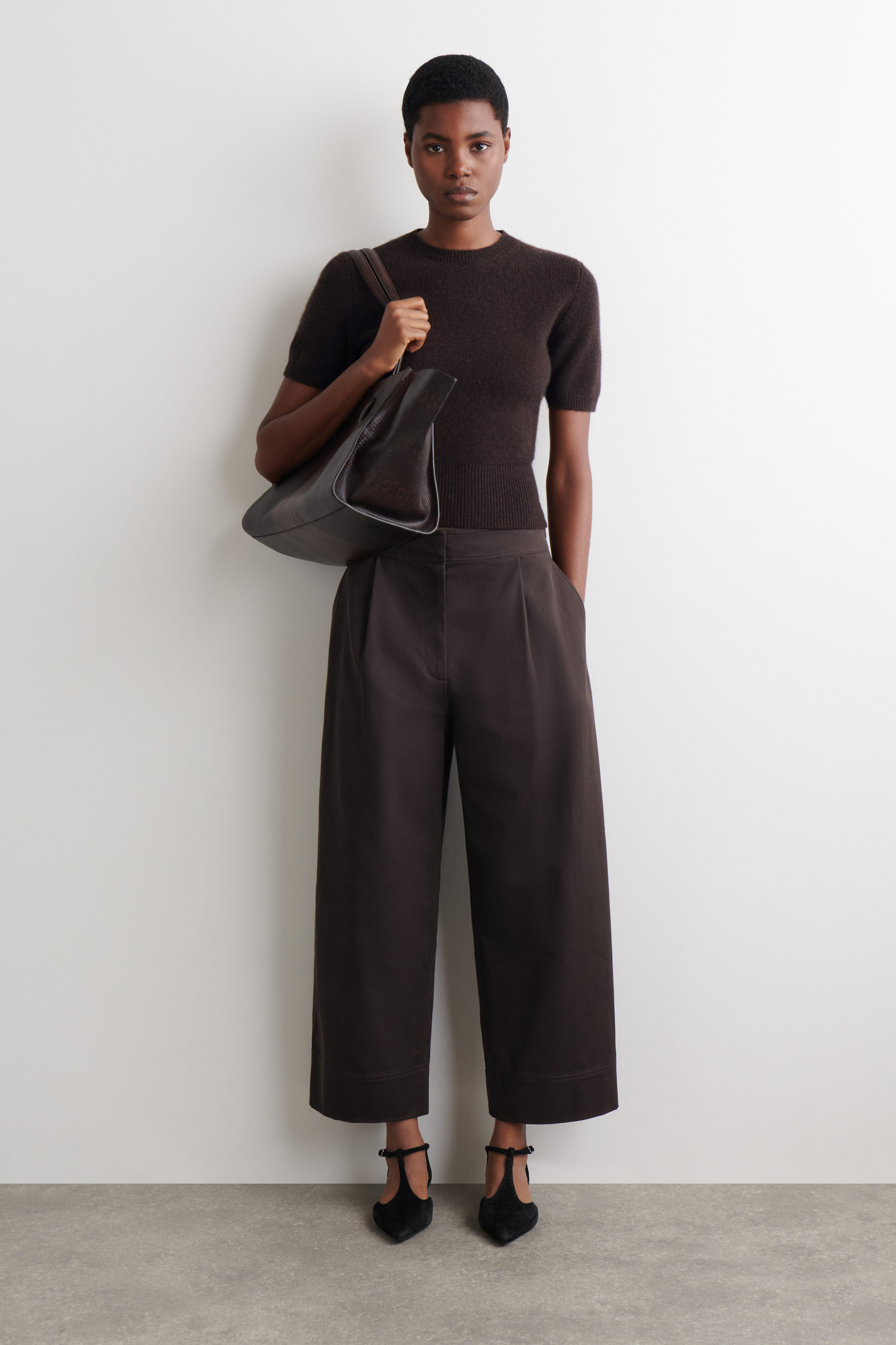 Cropped Cotton Balloon Trousers
