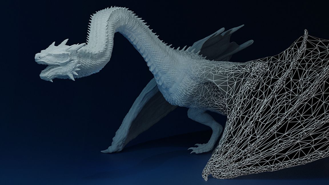 Shapelab Lite for VR; a dragon model