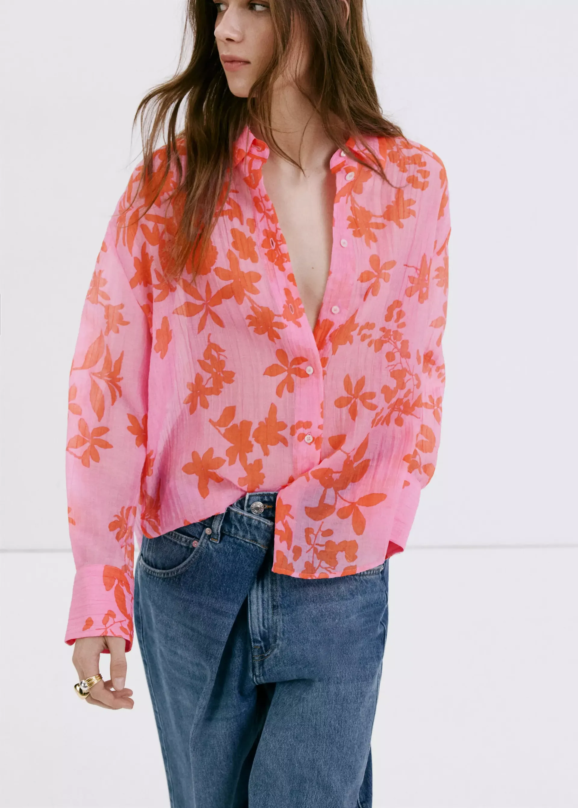 Floral Print Lyocell Shirt - Women | Mango United Kingdom