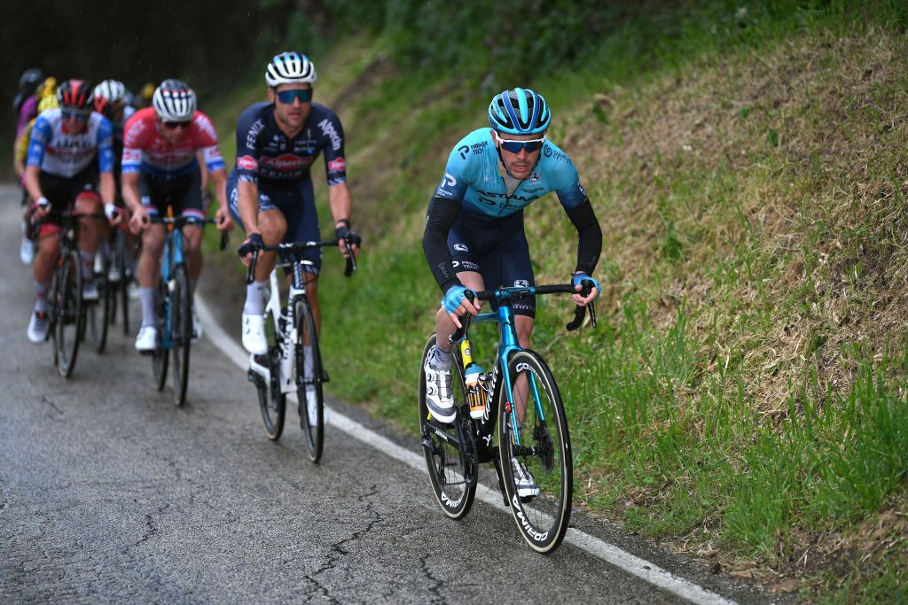 CASTELFIDARDO ITALY MARCH 14 Alex Aranburu Deba of Spain and Team Astana Premier Tech during the 56th TirrenoAdriatico 2021 Stage 5 a 205km stage from Castellalto to Castelfidardo 175m Rain TirrenoAdriatico on March 14 2021 in Castelfidardo Italy Photo by Tim de WaeleGetty Images