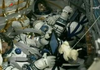 Expedition 51 Crew Inside the Soyuz