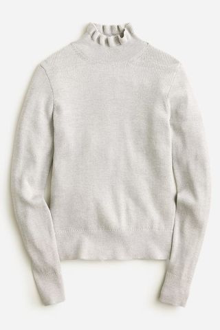 J. Crew Metallic Merino Wool Ruffleneck Sweater