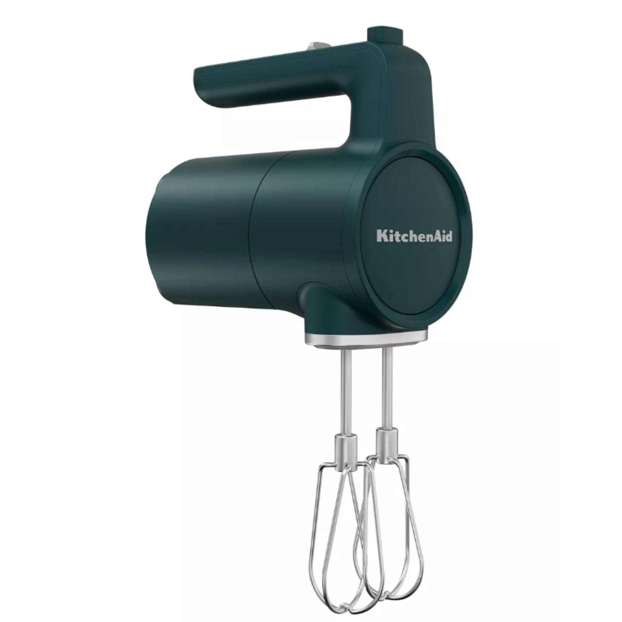 Dark green KitchenAid hand mixer