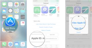 Launch the App Store, tap your Apple ID, tap View Apple ID