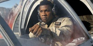 Finn in a cruiser on Crait