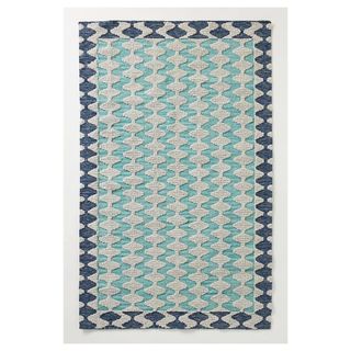 Light blue and dark blue outdoor rug