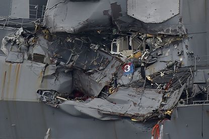 Damage to the USS Fitzgerald.