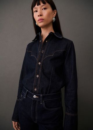 Denim Shirt With Seams