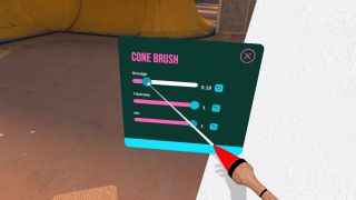 Adjusting cone brush settings in Painting VR