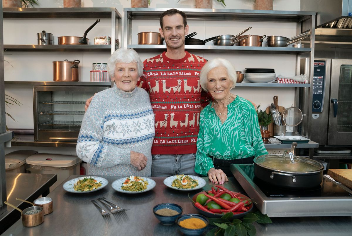 Mary Berry&#039;s Highland Christmas on BBC1 includes Mary teaching Sir Andy Murray (here with gran Shirley Erskine) to cook kedgeree,